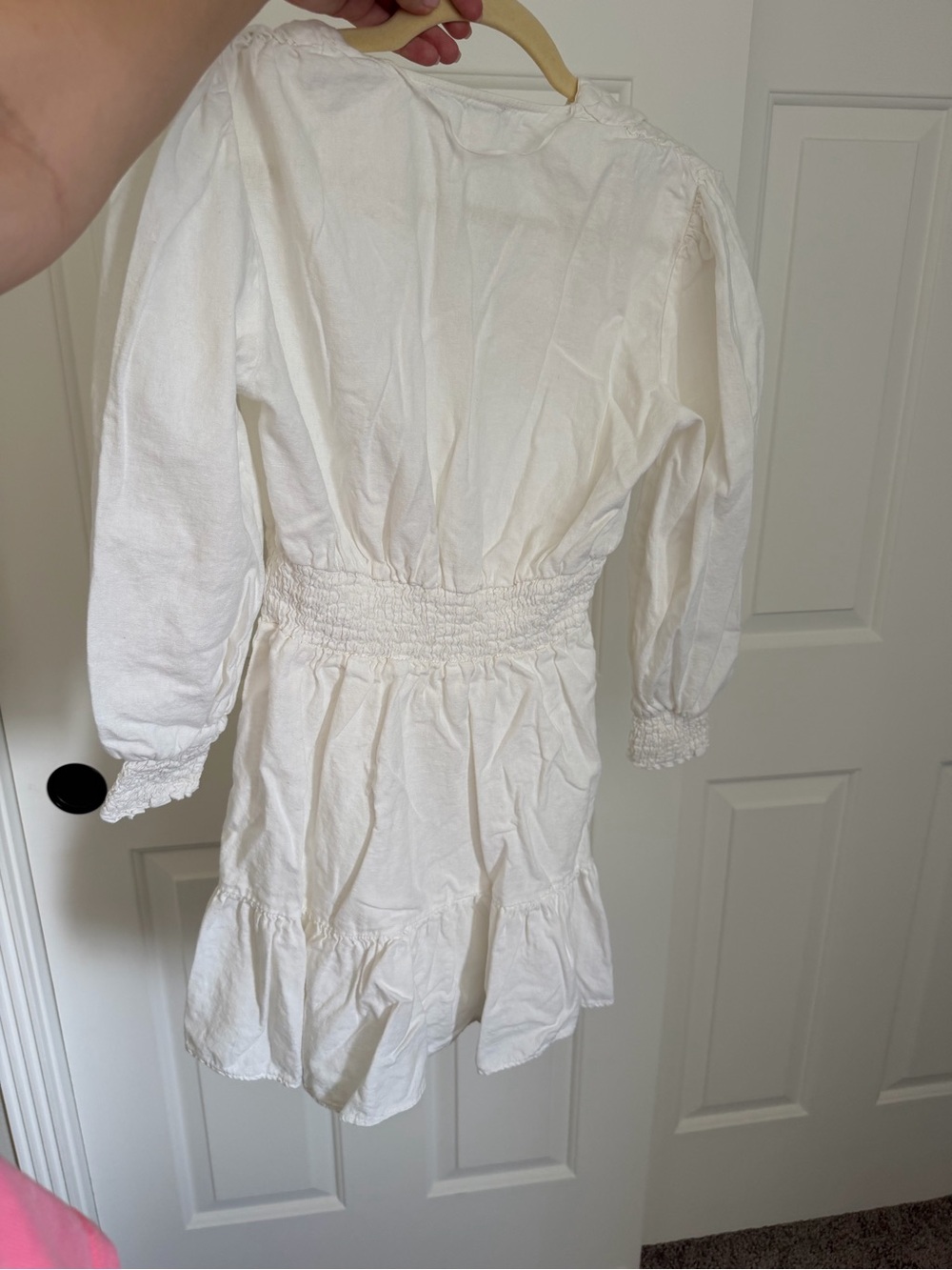 Zara Cream Smocked-Waist V-Neck Mini Dress - Picture 6 of 6